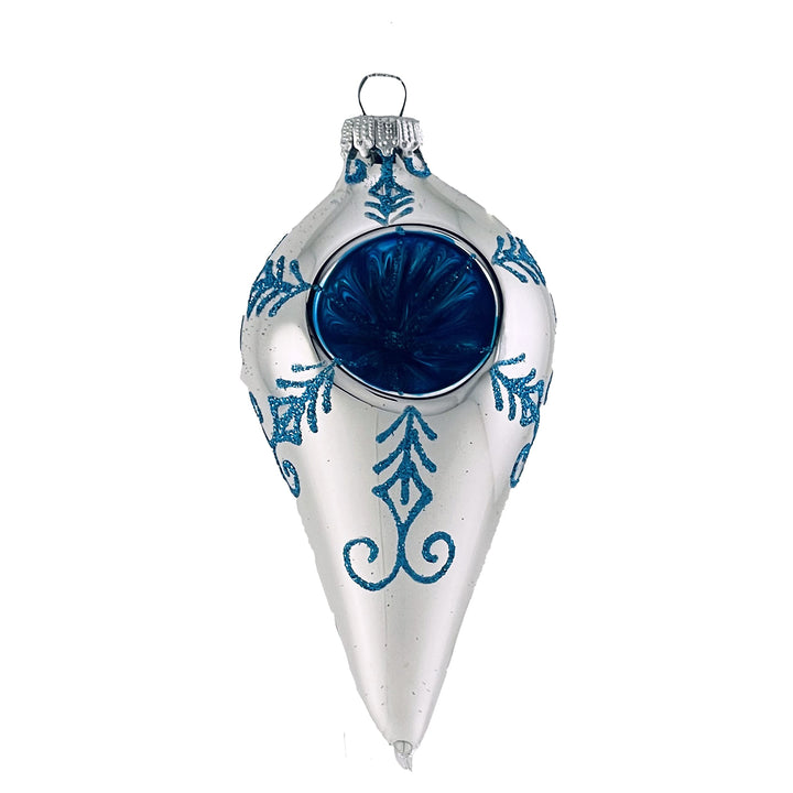Glass Christmas Tree Ornaments - 67mm/2.625" [4 Pieces] Decorated Balls from Christmas by Krebs Seamless Hanging Holiday Decor (Bright Silver 4" Drops with Reflectors)