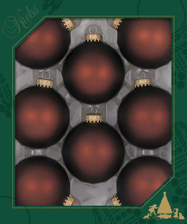 Christmas By Krebs 2 5/8" (67mm) Seamless Glass Ornament [8 Pieces], Decorated Designer Heirloom (Velvet Mustang Brown)