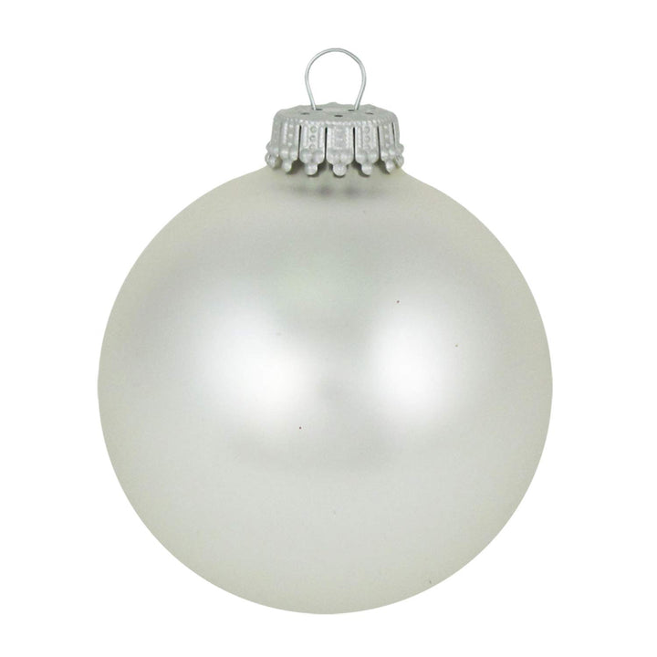 Glass Christmas Tree Ornaments - 67mm / 2.63" [8 Pieces] Designer Balls from Christmas By Krebs Seamless Hanging Holiday Decor (Sterling Silver)