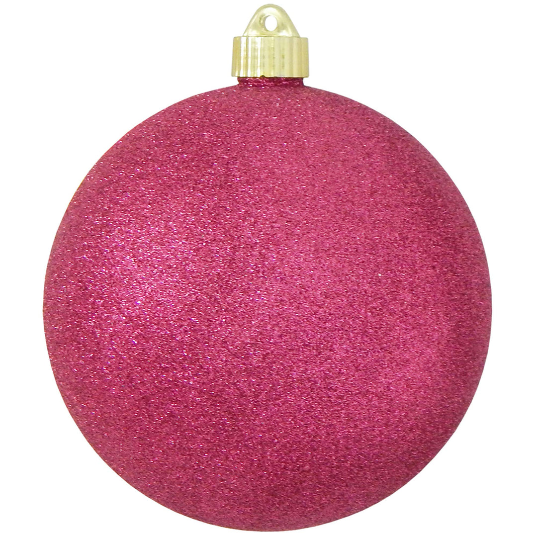Christmas By Krebs 6" (150mm) Cabernet Pink Glitter [2 Pieces] Solid Commercial Grade Indoor and Outdoor Shatterproof Plastic, Water Resistant Ball Ornament Decorations