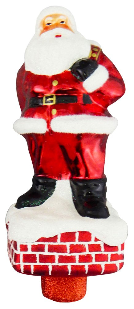 Christmas Treetop - Decorated Glass Treetop from Christmas by Krebs - Handmade Seamless Holiday Decorations for Trees (9" Santa Treetopper)