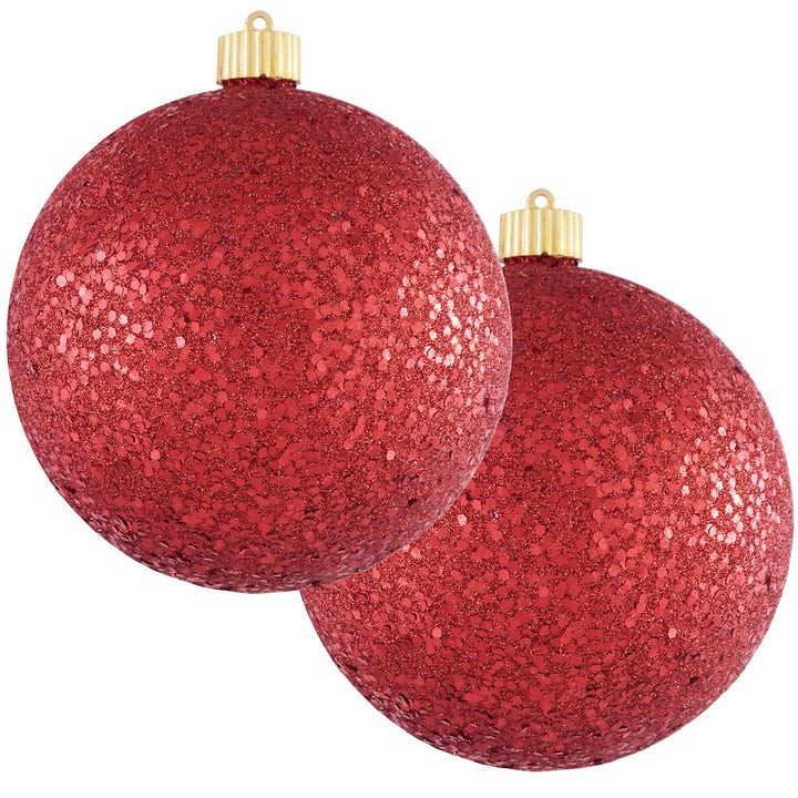 Christmas By Krebs Ornament, Commercial Grade Indoor and Outdoor Shatterproof Plastic, Water Resistant Ball Ornament Decorations (Red Glitz, 6 inch (150mm))