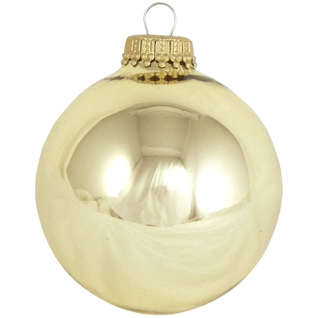 Glass Christmas Tree Ornaments - 67mm/2.63" Designer Balls from Christmas by Krebs - Seamless Hanging Holiday Decorations for Trees - Set of 12 Ornaments (Red and Gold with Nativity Scene)