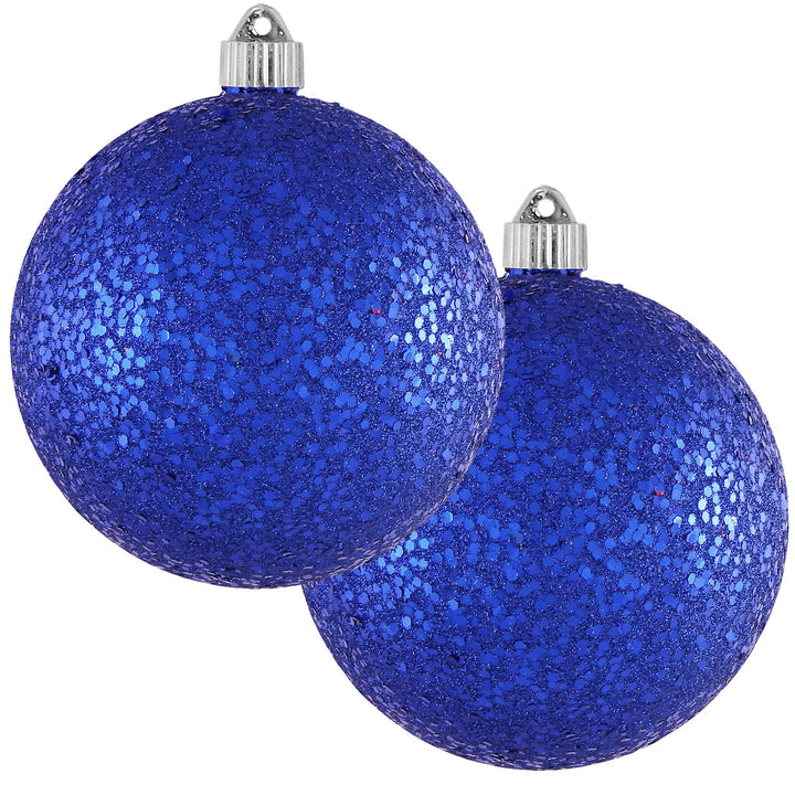 Christmas By Krebs Ornament, Commercial Grade Indoor and Outdoor Shatterproof Plastic, Water Resistant Ball Ornament Decorations (Blue Glitz, 6 inch (150mm))