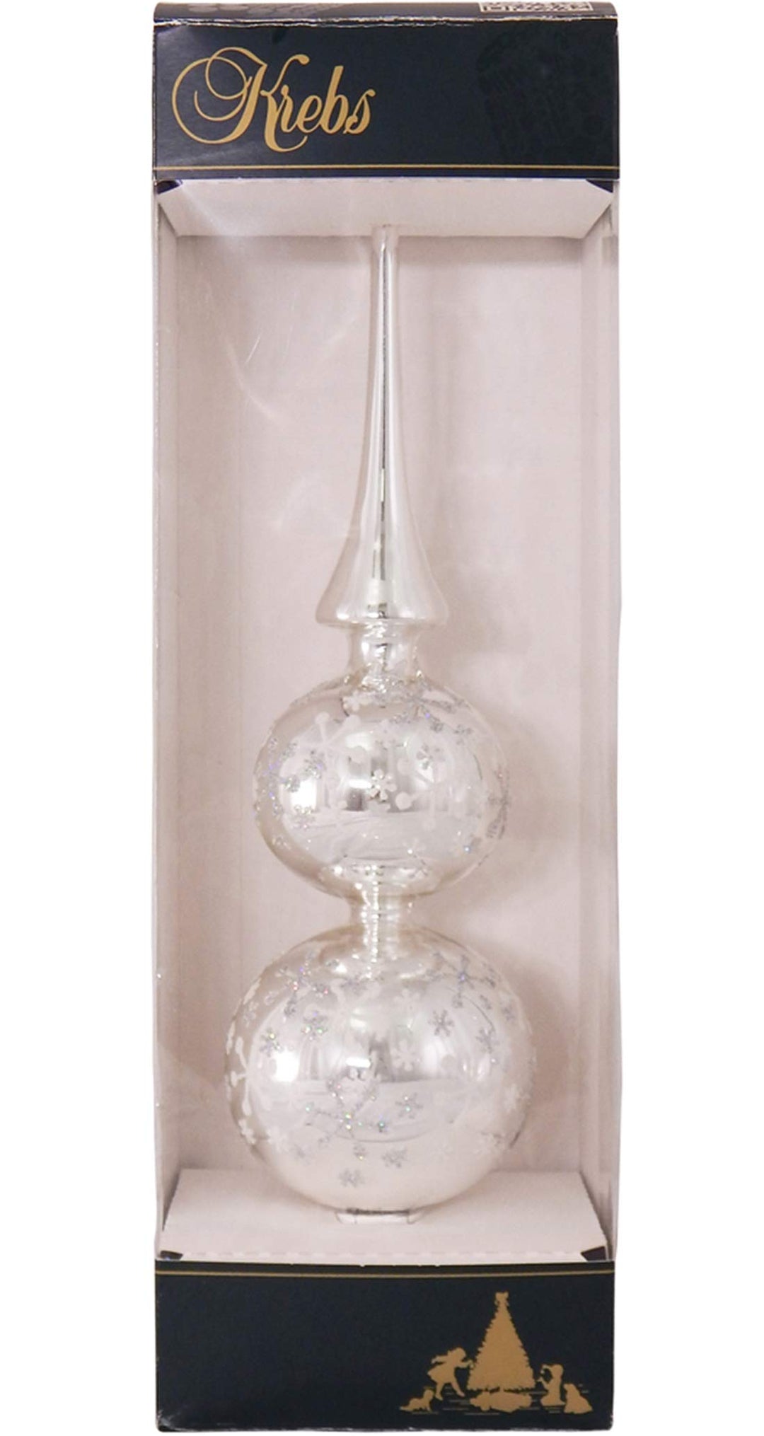 Christmas Treetop - Decorated Glass Treetop from Christmas by Krebs - Handmade Seamless Holiday Decorations for Trees (13" Bright Silver with Two-Tone Jax)