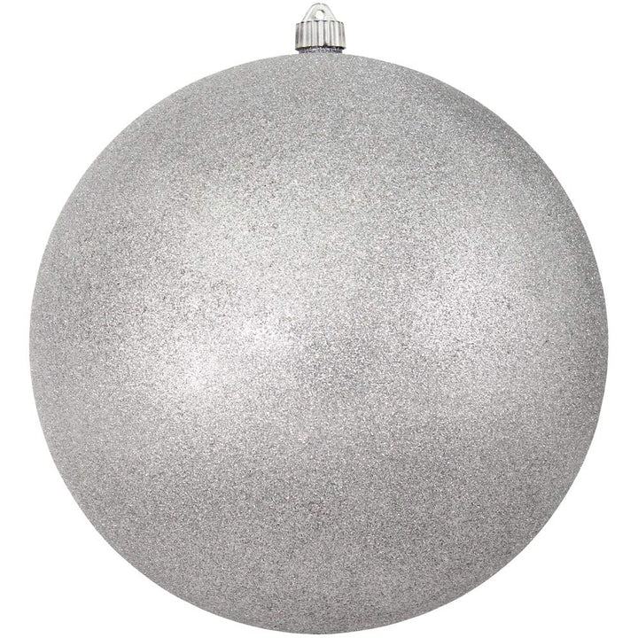 Christmas By Krebs 12" (300mm) Silver Glitter [1 Piece] Solid Commercial Grade Indoor and Outdoor Shatterproof Plastic, Water Resistant Ball Ornament Decorations
