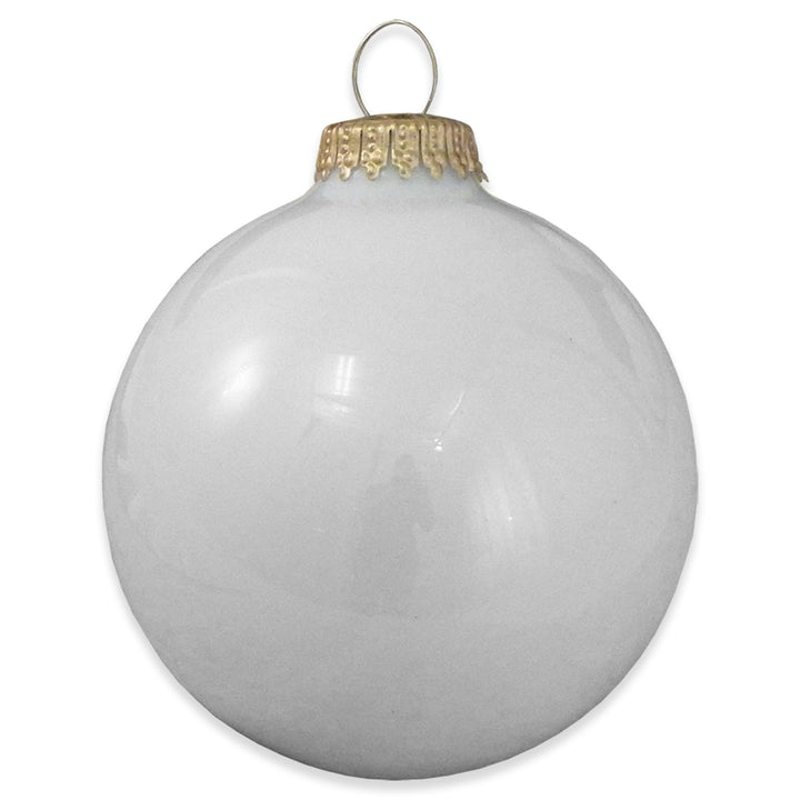 Glass Christmas Tree Ornaments - 80mm / 3.25" [4 Pieces] Designer Balls from Christmas By Krebs Seamless Hanging Holiday Decor (Snow White)
