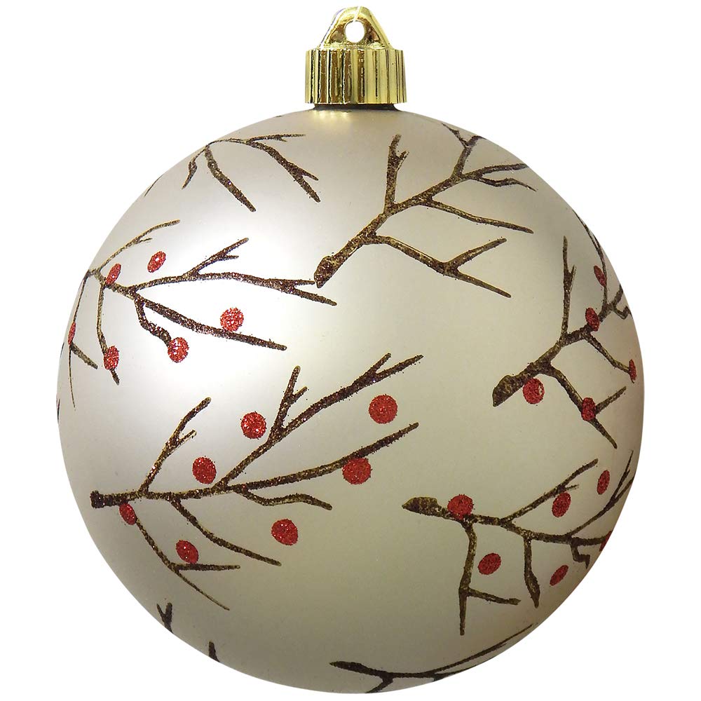 Christmas By Krebs 6" (150mm) Ornament, [2 Pieces], Commercial Grade Indoor and Outdoor Shatterproof Plastic, Water Resistant Decorated Ball Shape Ornament Decorations