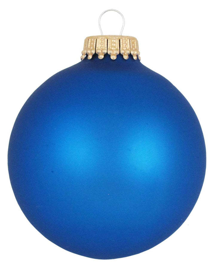 Christmas By Krebs 2 5/8" (67mm) Seamless Glass Ornament [8 Pieces], Decorated Designer Heirloom (Velvet Classic Blue)