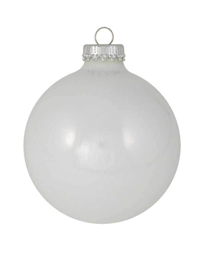 Glass Christmas Tree Ornaments - 80mm / 3.25" [4 Pieces] Designer Balls from Christmas By Krebs Seamless Hanging Holiday Decor (Porcelain White)