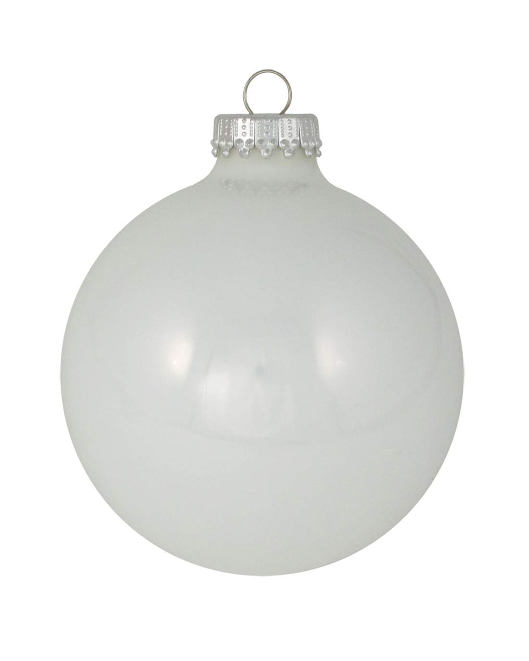 Glass Christmas Tree Ornaments - 80mm / 3.25" [4 Pieces] Designer Balls from Christmas By Krebs Seamless Hanging Holiday Decor (Porcelain White)