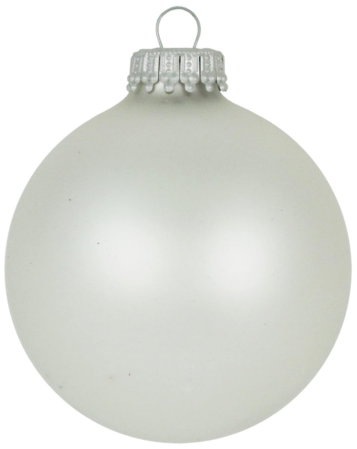Christmas By Krebs Made in The USA Designer Seamless Glass Christmas Ball Ornaments, 2 5/8" (67mm), 8 Pieces (Velvet Silver Pearl)