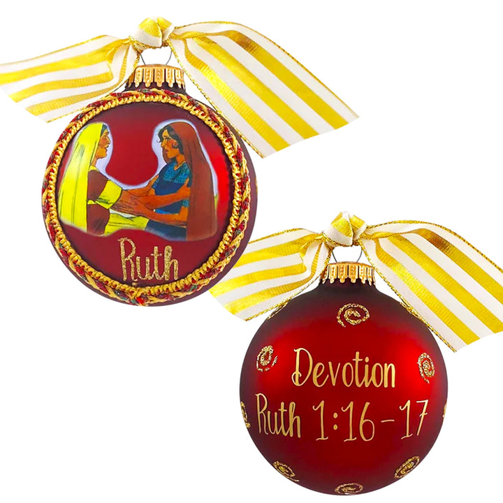 3 1/4" Collectable Bible Hero Glass Ornament Made in USA | Hugs Special Occasions Keepsake Gifts |  (Bible Hero Ruth)