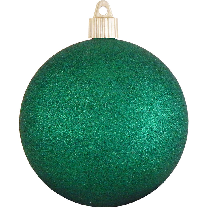 Christmas By Krebs 4" (100mm) Emerald Green Glitter [4 Pieces] Solid Commercial Grade Indoor and Outdoor Shatterproof Plastic, Water Resistant Ball Ornament Decorations
