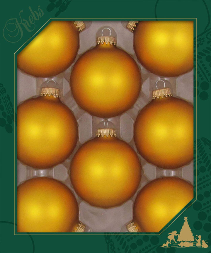 Christmas By Krebs 2 5/8" (67mm) Seamless Glass Ornament [8 Pieces], Decorated Designer Heirloom (Velvet Old Gold)