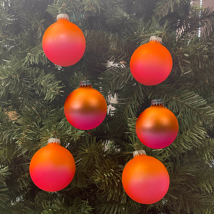 Glass Christmas Tree Ornaments - 67mm / 2.63" [6 Pieces] Designer Balls from Christmas By Krebs Seamless Hanging Holiday Decor