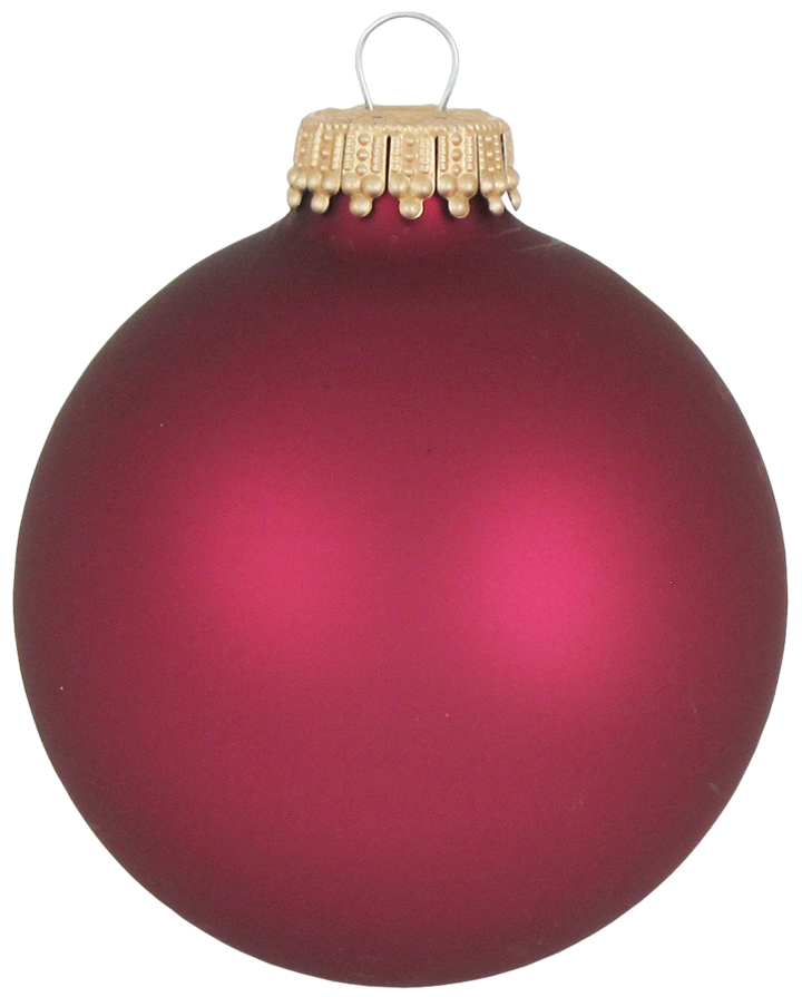 Christmas By Krebs 2 5/8" (67mm) Seamless Glass Ornament [8 Pieces], Decorated Designer Heirloom (Cranberry Red Velvet)