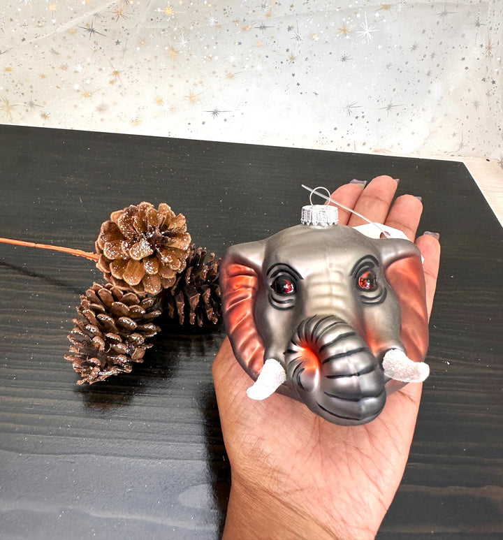 Christmas By Krebs Blown Glass  Collectible Tree Ornaments  (3 1/2" Elephant Head)