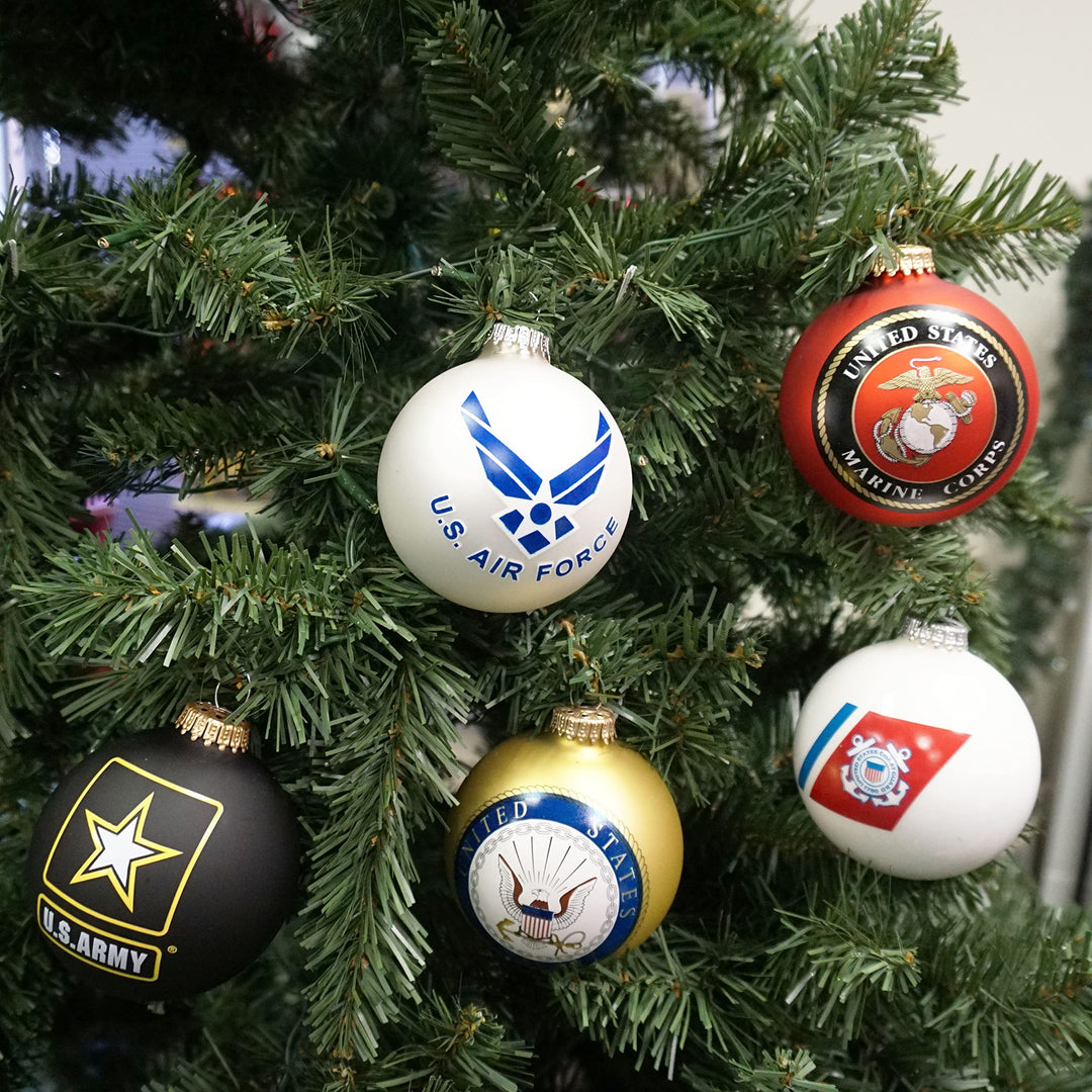 Christmas Tree Ornaments Made in the USA - 80mm / 3.25" Decorated Collectible Glass Balls from Christmas by Krebs - Handmade Hanging Holiday Decorations for Trees