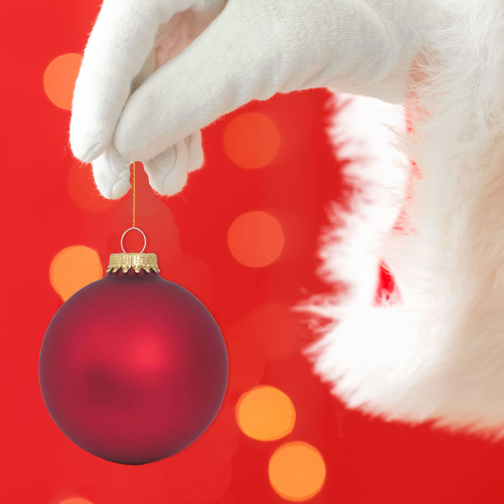 Christmas By Krebs Made in The USA Designer Seamless Glass Christmas Ball Ornaments, 2 5/8" (67mm), 8 Pieces (Velvet Red)
