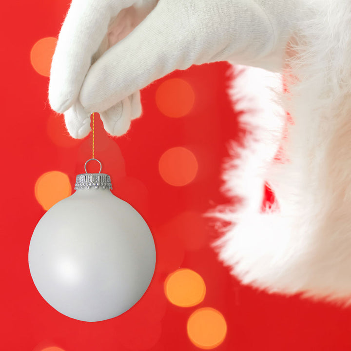 Christmas By Krebs Made in The USA Designer Seamless Glass Christmas Ball Ornaments, 2 5/8" (67mm), 8 Pieces (White Satin)