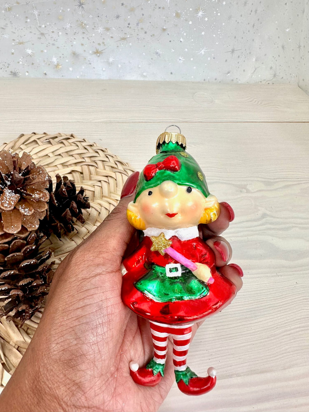Christmas By Krebs Blown Glass  Collectible Tree Ornaments  (4 1/2" Elf Girl)
