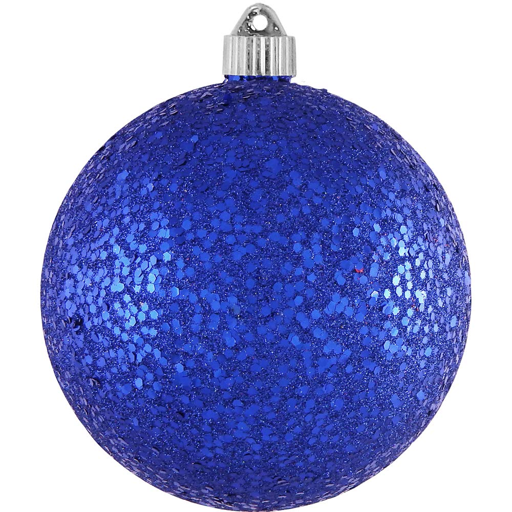 Christmas By Krebs Ornament, Commercial Grade Indoor and Outdoor Shatterproof Plastic, Water Resistant Ball Ornament Decorations (Blue Glitz, 6 inch (150mm))