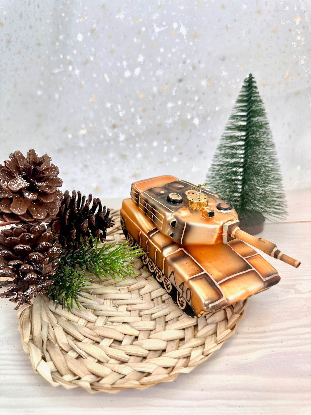 Christmas By Krebs Blown Glass  Collectible Tree Ornaments  (5.75" Army Tank)
