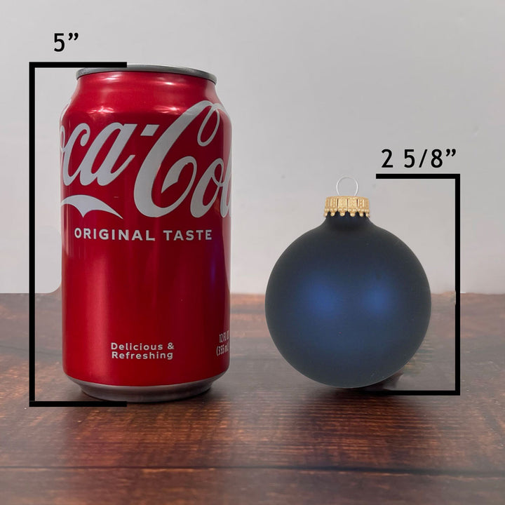 Christmas By Krebs Made in The USA Designer Seamless Glass Christmas Ball Ornaments, 2 5/8" (67mm), 8 Pieces (Velvet Midnight Haze Blue)