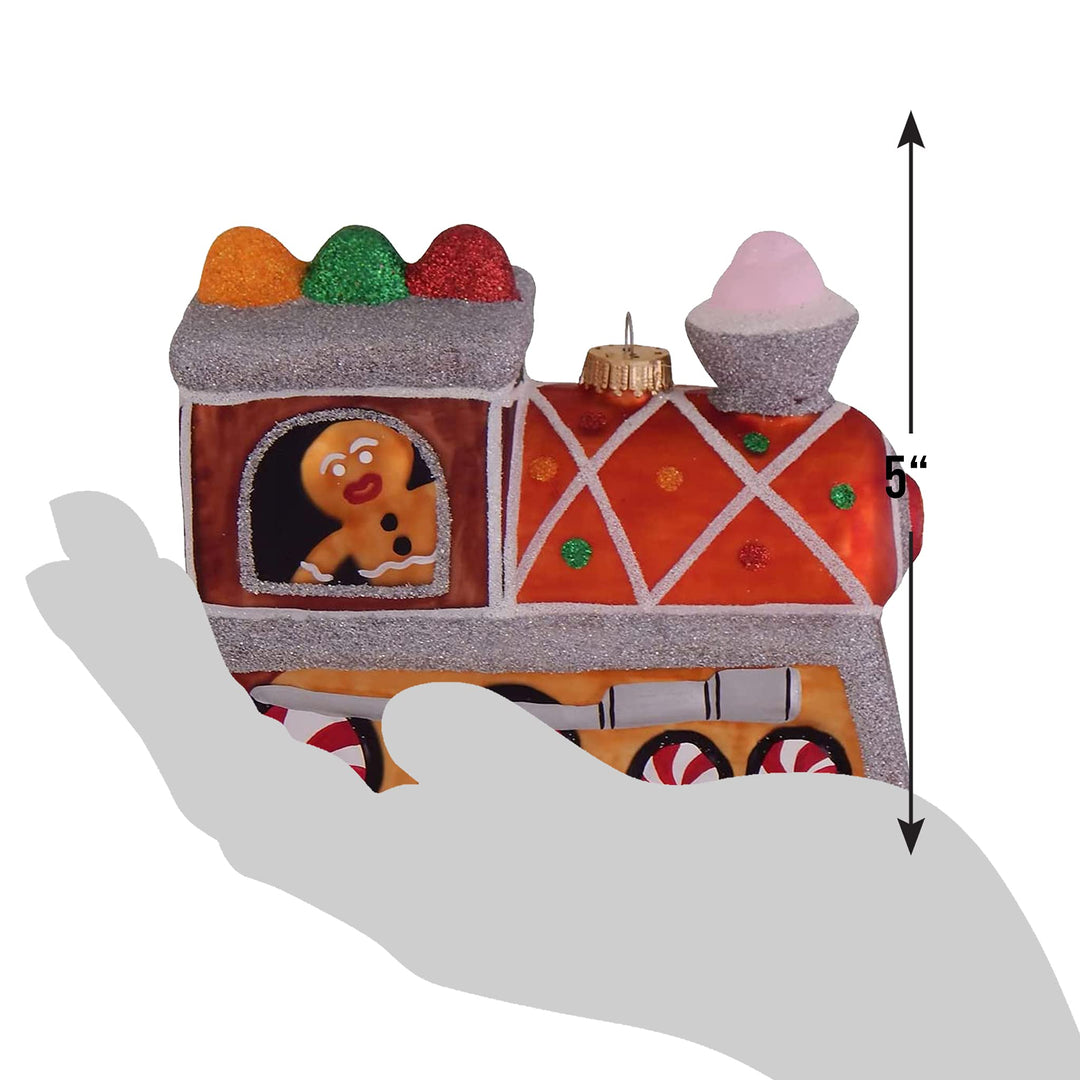 Christmas By Krebs Blown Glass  Collectible Tree Ornaments (5" Gingerbread Train)