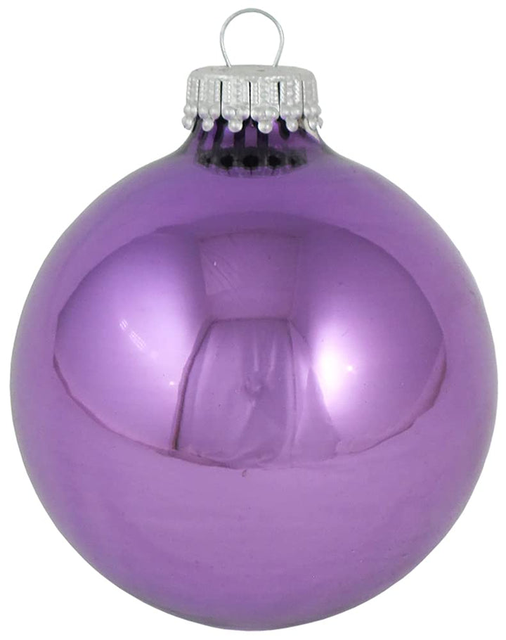 Christmas By Krebs 2 5/8" (67mm) Seamless Glass Ornament [8 Pieces], Decorated Designer Heirloom (Shiny Amethyst Purple)