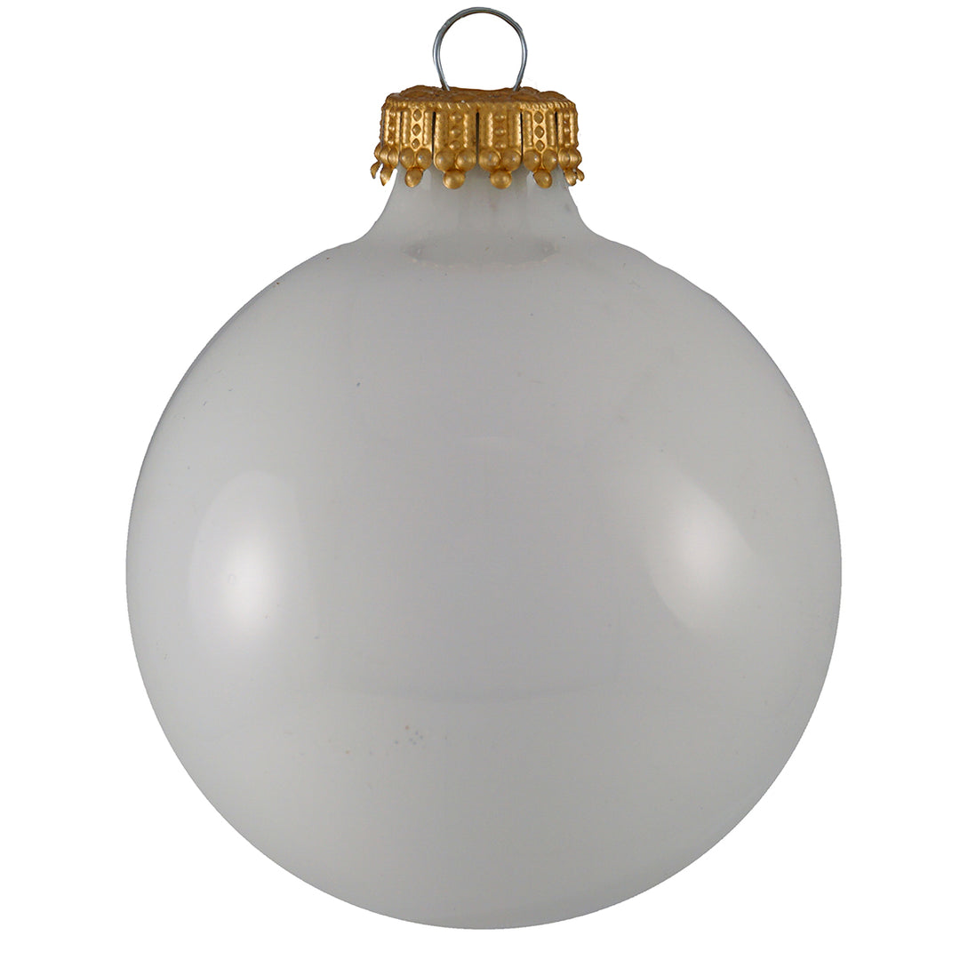 Glass Christmas Tree Ornaments - 67mm/2.63" Designer Balls from Christmas by Krebs - Seamless Hanging Holiday Decorations for Trees - Set of 12 Ornaments (Silver & White w/ Lace and Sparkles)