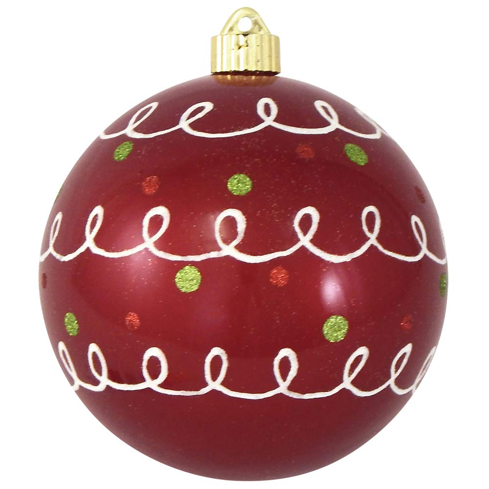 Christmas By Krebs 6" (150mm) Ornament, [2 Pieces], Commercial Grade Indoor and Outdoor Shatterproof Plastic, Water Resistant Decorated Ball Shape Ornament Decorations