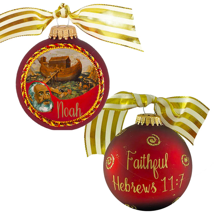 3 1/4" Collectable Bible Hero Glass Ornament Made in USA | Hugs Special Occasions Keepsake Gifts |  (Bible Hero Noah)