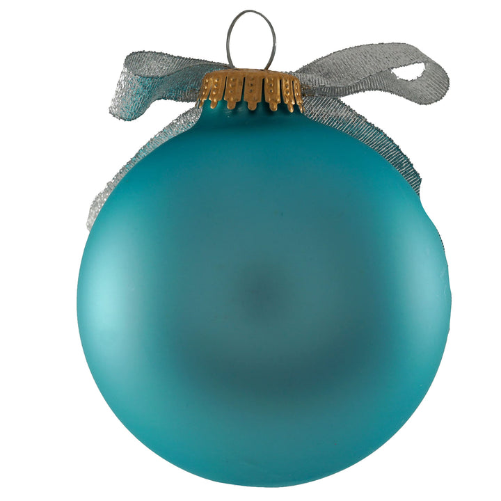 3 1/4" Teal Glass Ornament with Mom
