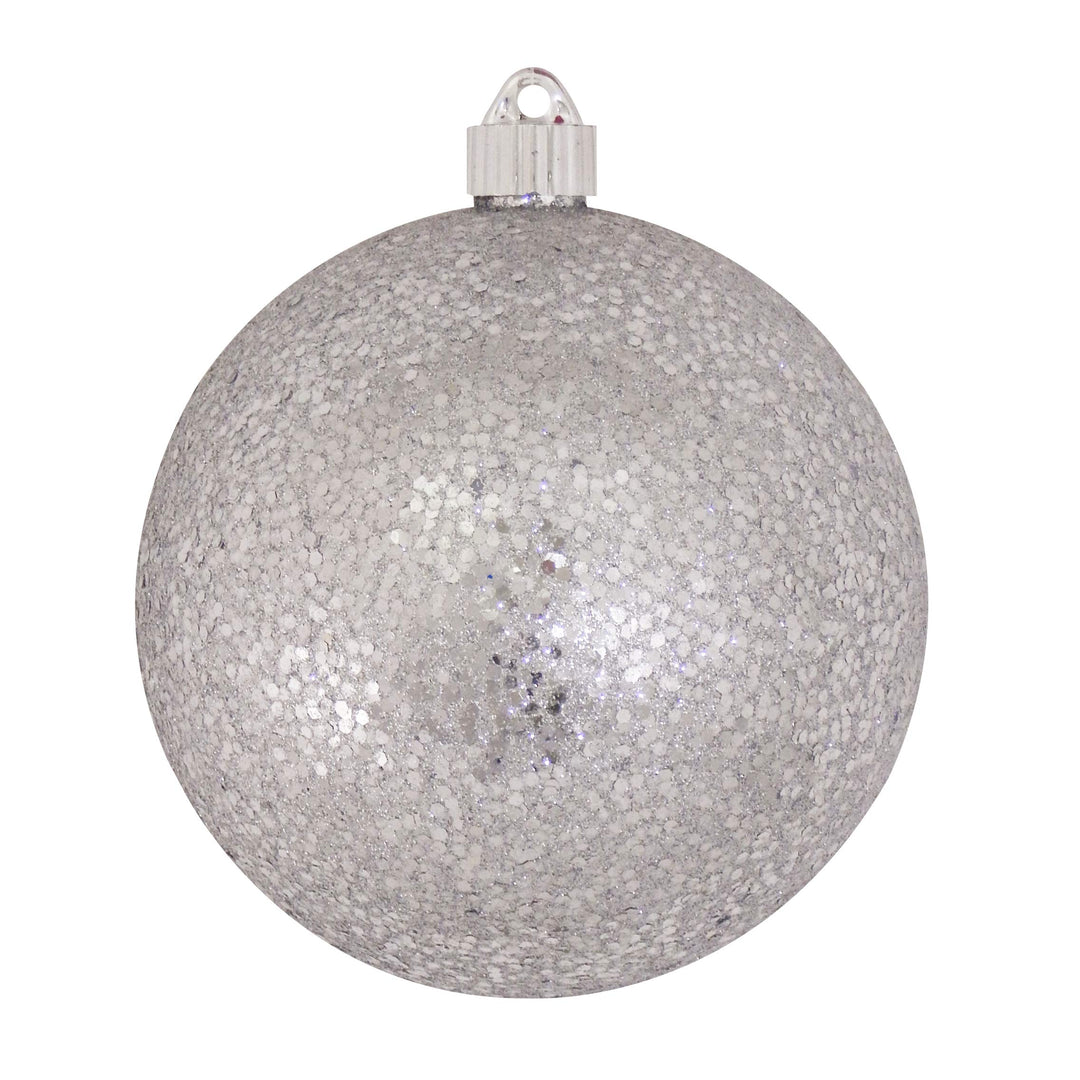 Christmas By Krebs Ornament, Commercial Grade Indoor and Outdoor Shatterproof Plastic, Water Resistant Ball Ornament Decorations (Silver Glitz, 6 inch (150mm))