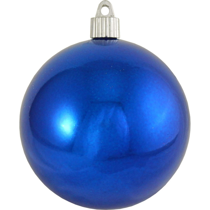 Christmas By Krebs 4" (100mm) Shiny Azure Blue [4 Pieces] Solid Commercial Grade Indoor and Outdoor Shatterproof Plastic, UV and Water Resistant Ball Ornament Decorations