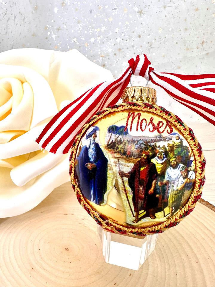 3 1/4" Collectable Bible Hero Glass Ornament Made in USA | Hugs Special Occasions Keepsake Gifts |  (HUGS Bible Hero - Moses)
