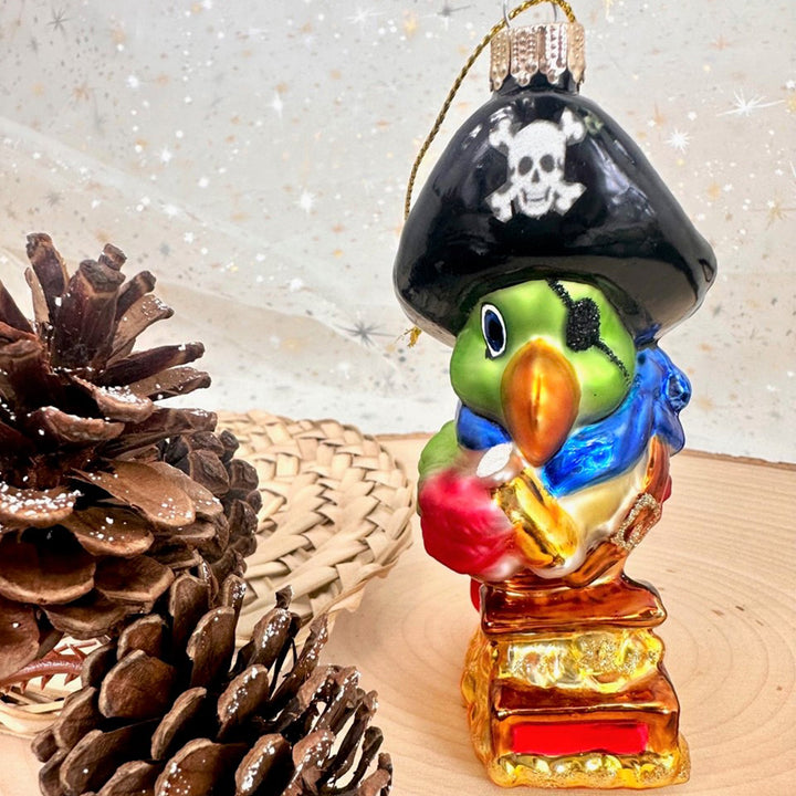 Christmas By Krebs Blown Glass  Collectible Tree Ornaments  (4 3/4" Pirate Parrot)
