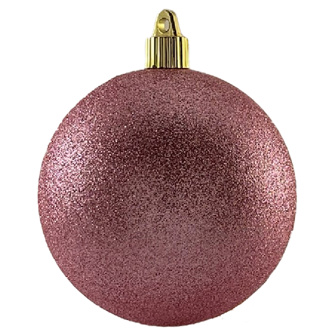 Christmas By Krebs 6" (150mm) Perfect Pink Glitter [2 Pieces] Solid Commercial Grade Indoor and Outdoor Shatterproof Plastic, Water Resistant Ball Ornament Decorations