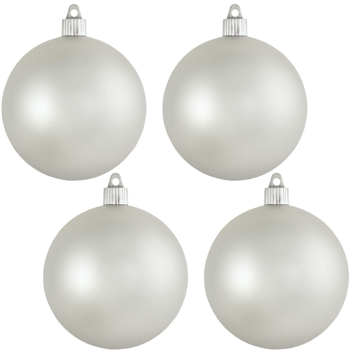 Christmas By Krebs 4" (100mm) Velvet Dove Gray [4 Pieces] Solid Commercial Grade Indoor and Outdoor Shatterproof Plastic, UV and Water Resistant Ball Ornament Decorations