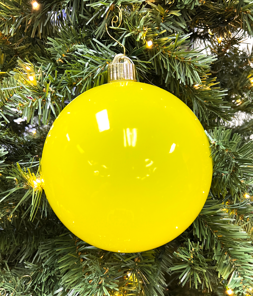 Christmas By Krebs Ornament, Commercial Shatterproof UV Resistant Plastic Christmas Ball Decoration (Mellow Yellow, 6 inch (150mm))