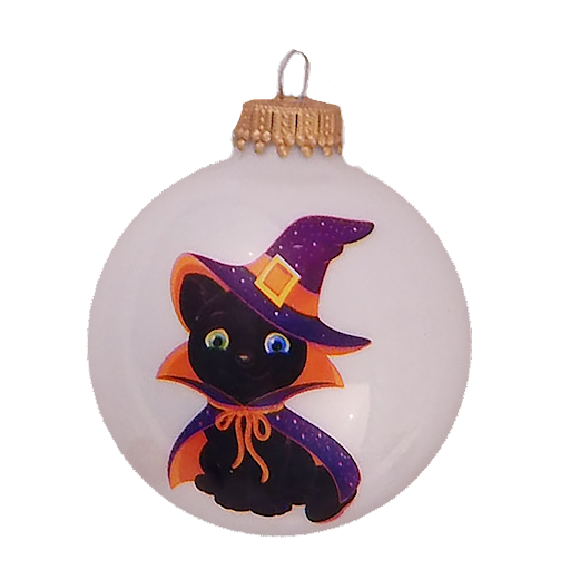 Halloween Tree Ornaments - 67mm/2.625" Decorated Glass Balls from Christmas by Krebs - Handmade Seamless Hanging Holiday Decorations for Trees - Set of 4
