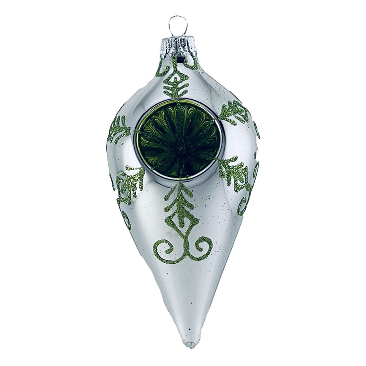 Glass Christmas Tree Ornaments - 67mm/2.625" [4 Pieces] Decorated Balls from Christmas by Krebs Seamless Hanging Holiday Decor (Bright Silver 4" Drops with Reflectors)