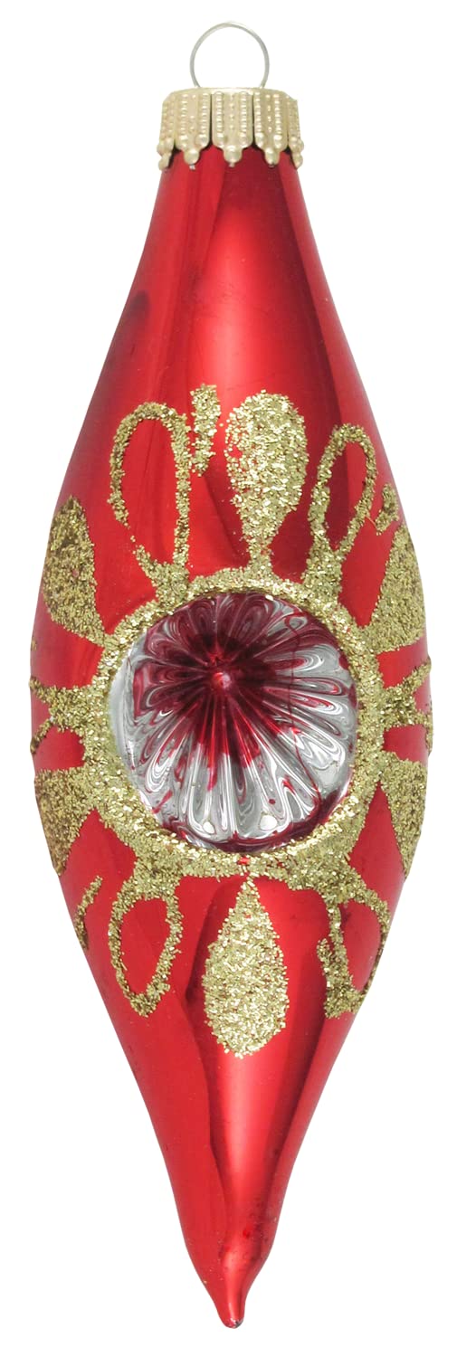 Glass Christmas Tree Ornaments - 67mm/2.63" [4 Pieces] Decorated Balls from Christmas by Krebs Seamless Hanging Holiday Decor (Traditional Colors 4" Finial Reflectors)