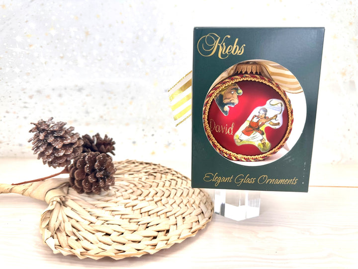 3 1/4" Collectable Bible Hero Glass Ornament Made in USA | Hugs Special Occasions Keepsake Gifts |  (Bible Hero David)