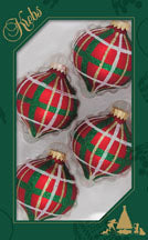 Glass Christmas Tree Ornaments - 67mm/2.625" [4 Pieces] Decorated Balls from Christmas by Krebs Seamless Hanging Holiday Decor