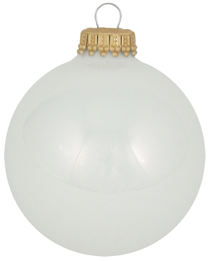 Christmas By Krebs 2 5/8" (67mm) Seamless Glass Ornament [8 Pieces], Decorated Designer Heirloom (Shiny Porcelain White)
