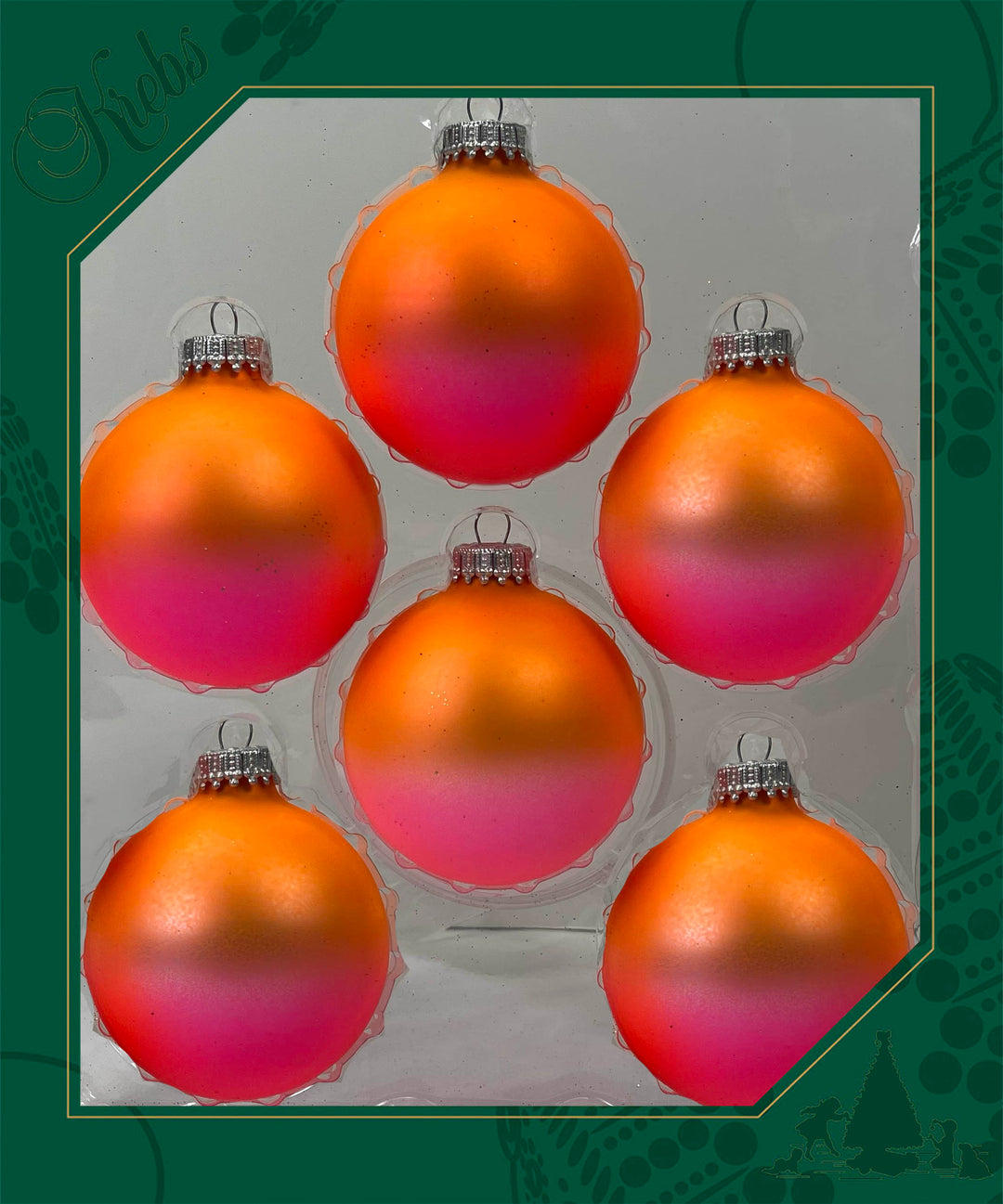 Glass Christmas Tree Ornaments - 67mm / 2.63" [6 Pieces] Designer Balls from Christmas By Krebs Seamless Hanging Holiday Decor