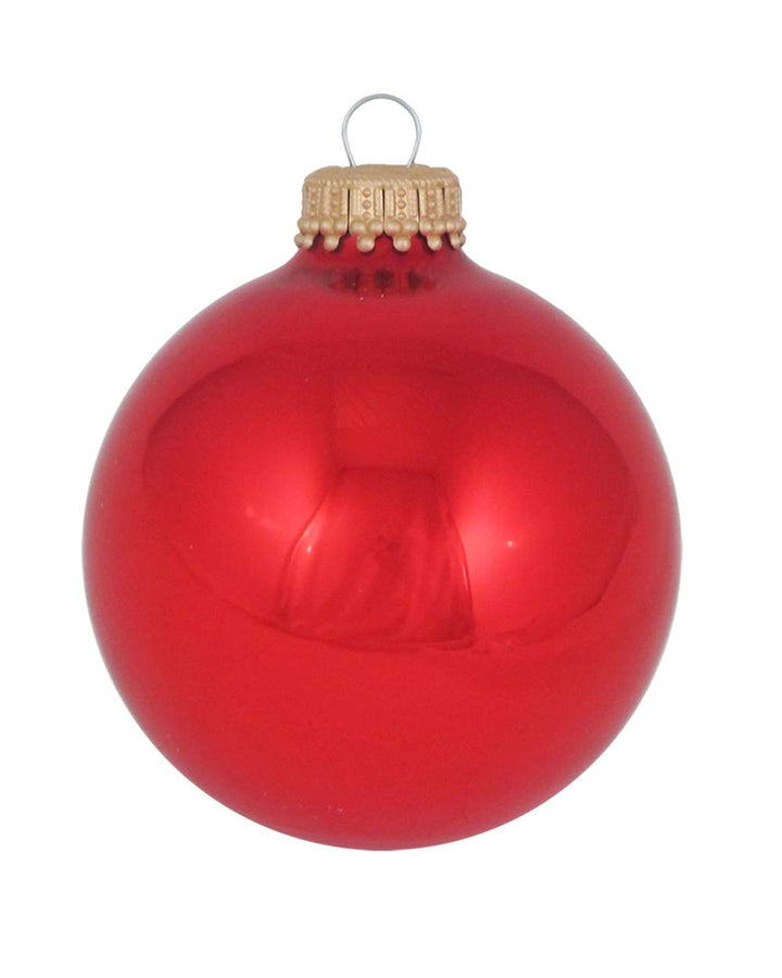 Christmas By Krebs Made in The USA Designer Seamless Glass Christmas Ball Ornaments, 2 5/8" (67mm), 8 Pieces (Candy Apple Red)